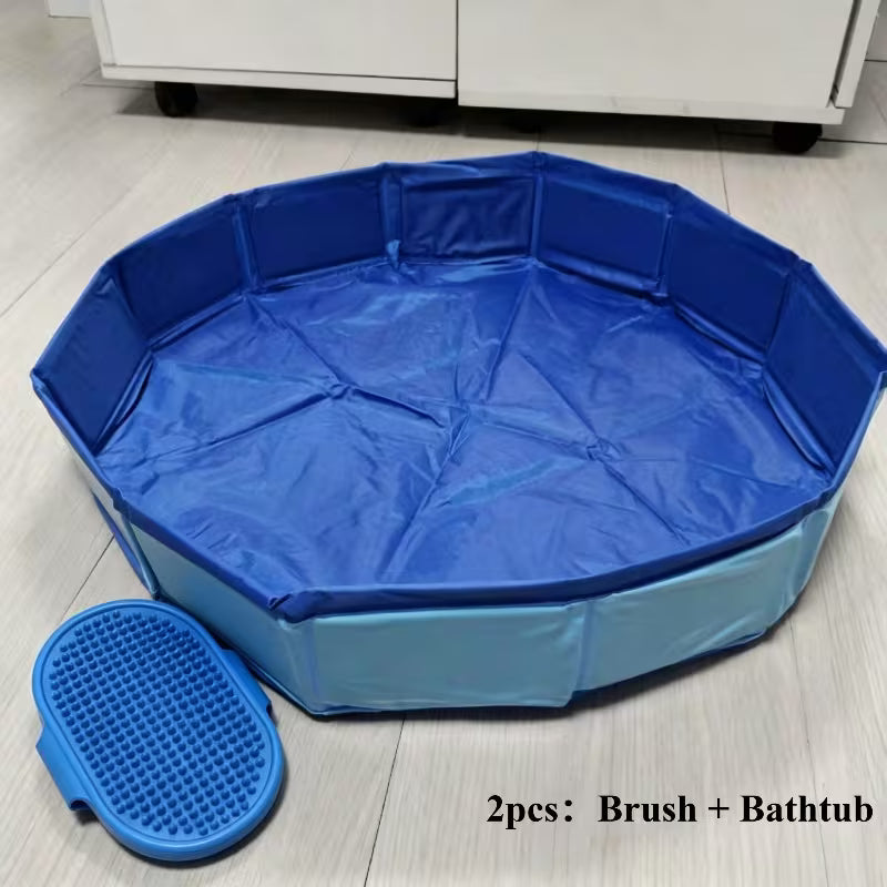Collapsible Dog Bathing Tub with Cleaning Brush