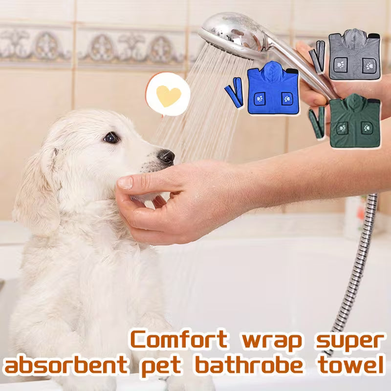 2-in-1 Pet Bath Towel & Robe – Super Absorbent Quick-Dry Dog & Cat Towel