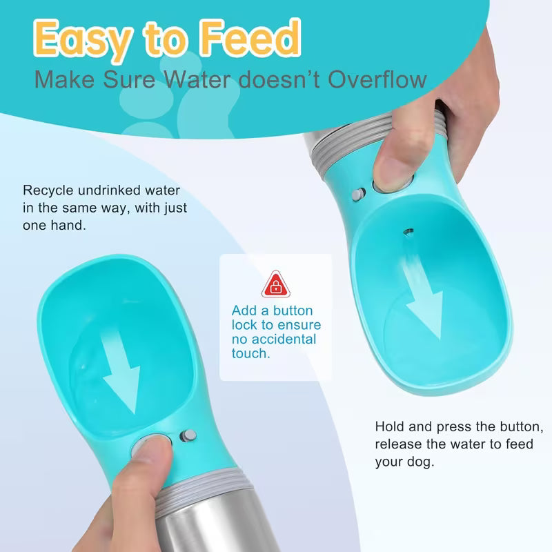 14oz Stainless Steel Dog Water Bottle – Leak-Proof Travel Dispenser