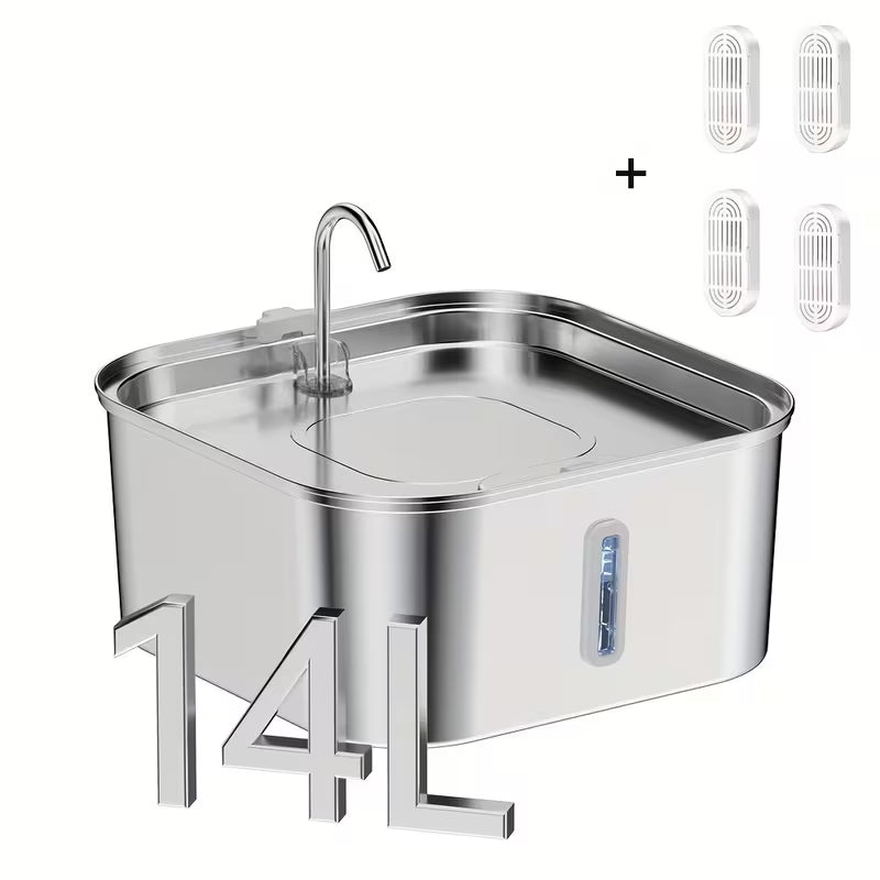 14L Large Dog Water Fountain – Stainless Steel Automatic Pet Water Dispenser