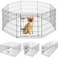 Foldable 8-Panel Pet Playpen with Gate – Portable Metal Exercise Fence