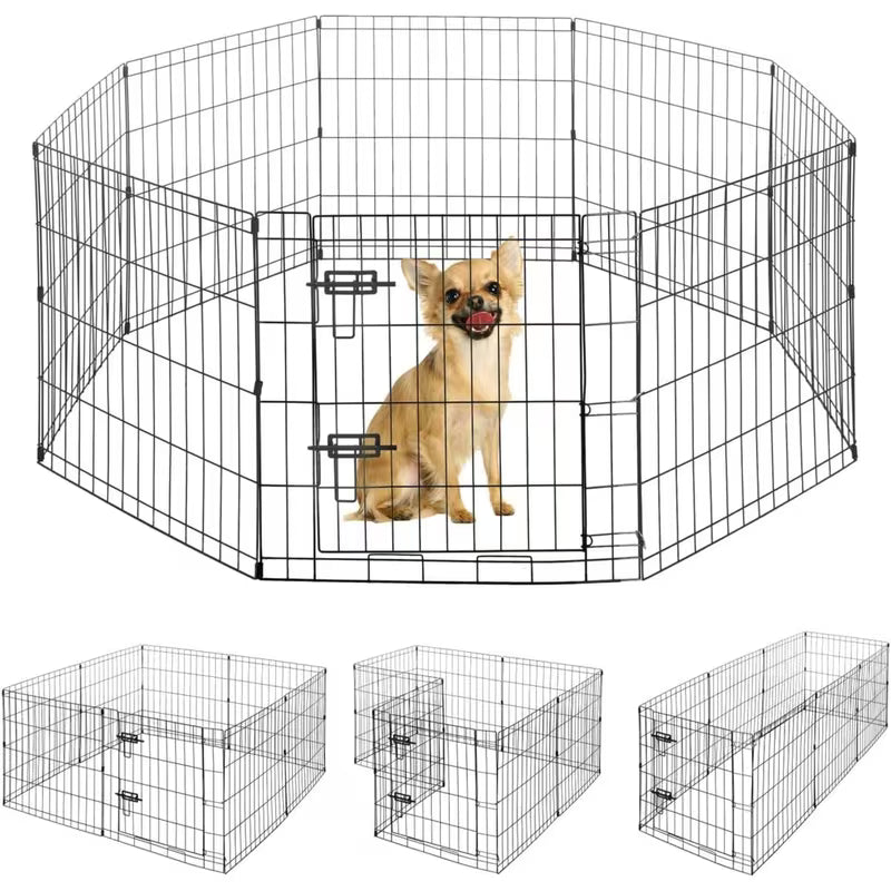 Foldable 8-Panel Pet Playpen with Gate – Portable Metal Exercise Fence