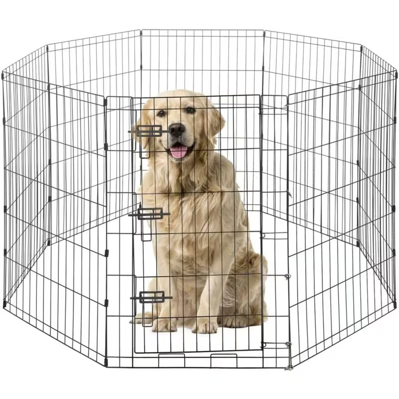 Foldable 8-Panel Pet Playpen with Gate – Portable Metal Exercise Fence