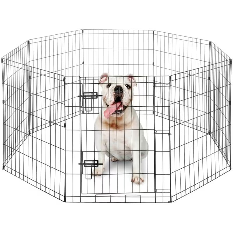 Foldable 8-Panel Pet Playpen with Gate – Portable Metal Exercise Fence