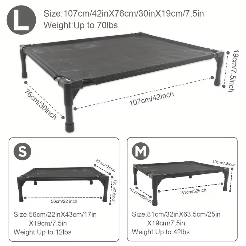 r Pet Bed, Black, Available in Multiple Sizes (42.1"x29.9"x7.5", 32"x25"x7.5", 22"x17"x7.5") -
