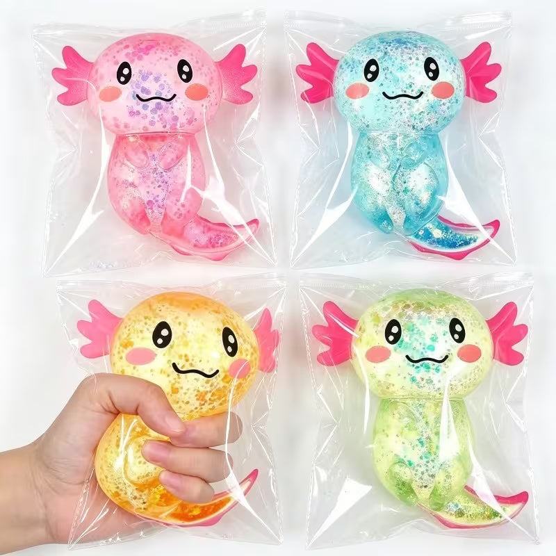4pcs Axolotl Squishy Squeeze Toy – Sensory Stress Relief Toy for Kids