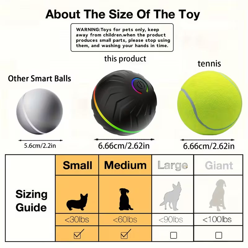 6.6Cm/2.62In Large Size Pet Smart Bouncing Ball, Interactive Dog Toys, Motion Activated Dog Ball, Puppy/Small Dog/Medium Dog/Large Dog Applicable Automatic Rolling Ball Toys