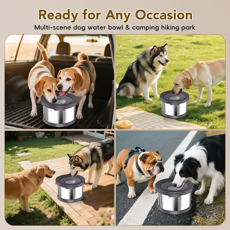 12L/3.17Gal Stainless Steel Dog Water Bowl No Spill - Large Anti-Splash Slow Feeder, Non-Slip Base for Messy Drinkers, Indoor/Outdoor Gray Pet Bowl