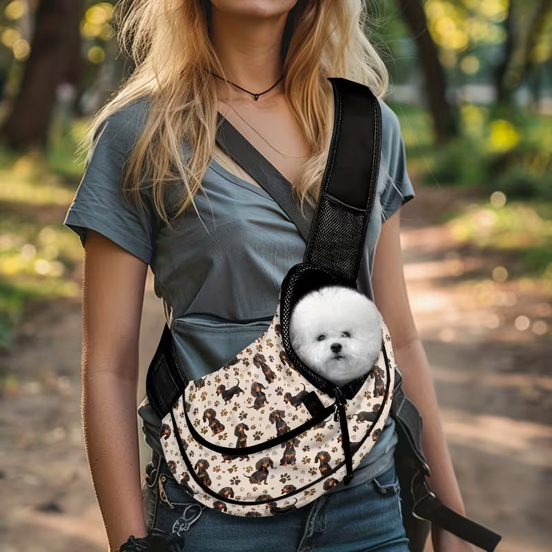 Dachshund Print Small Dog Carrier Sling