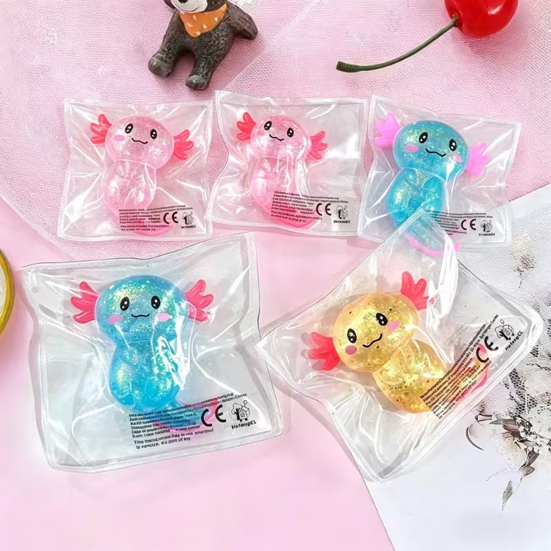 4pcs Axolotl Squishy Squeeze Toy – Sensory Stress Relief Toy for Kids
