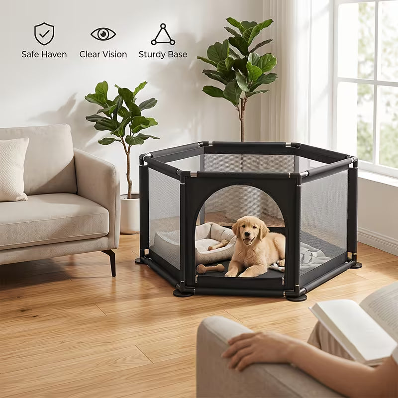 Spacious Fabric Dog Playpen with Door