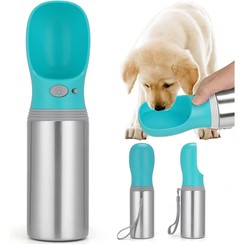 14oz Stainless Steel Dog Water Bottle – Leak-Proof Travel Dispenser