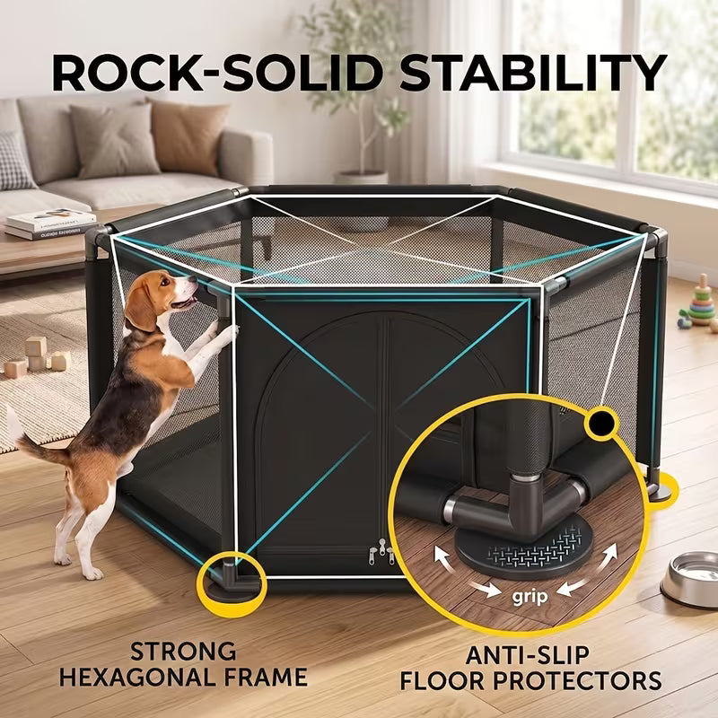 Spacious Fabric Dog Playpen with Door