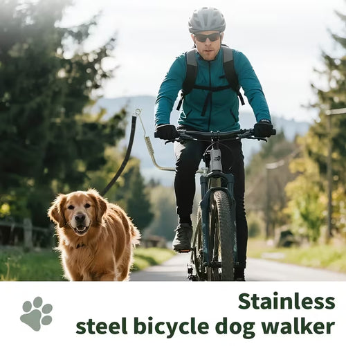 1 Pc Curved Dog Bike Leash, Stainless Steel Bicycle Tow Rope