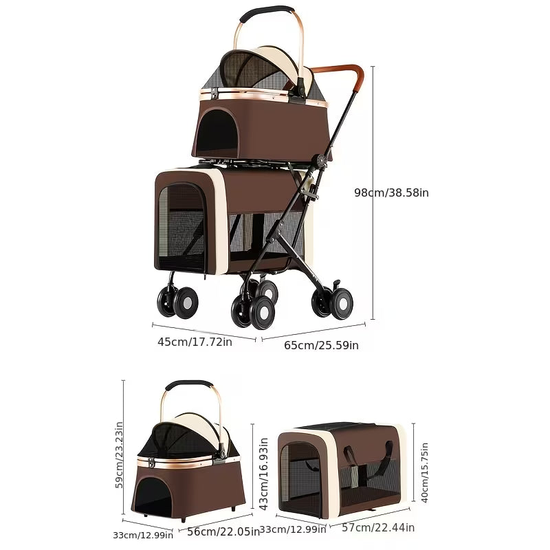 Pet Stroller with Separated Compartments