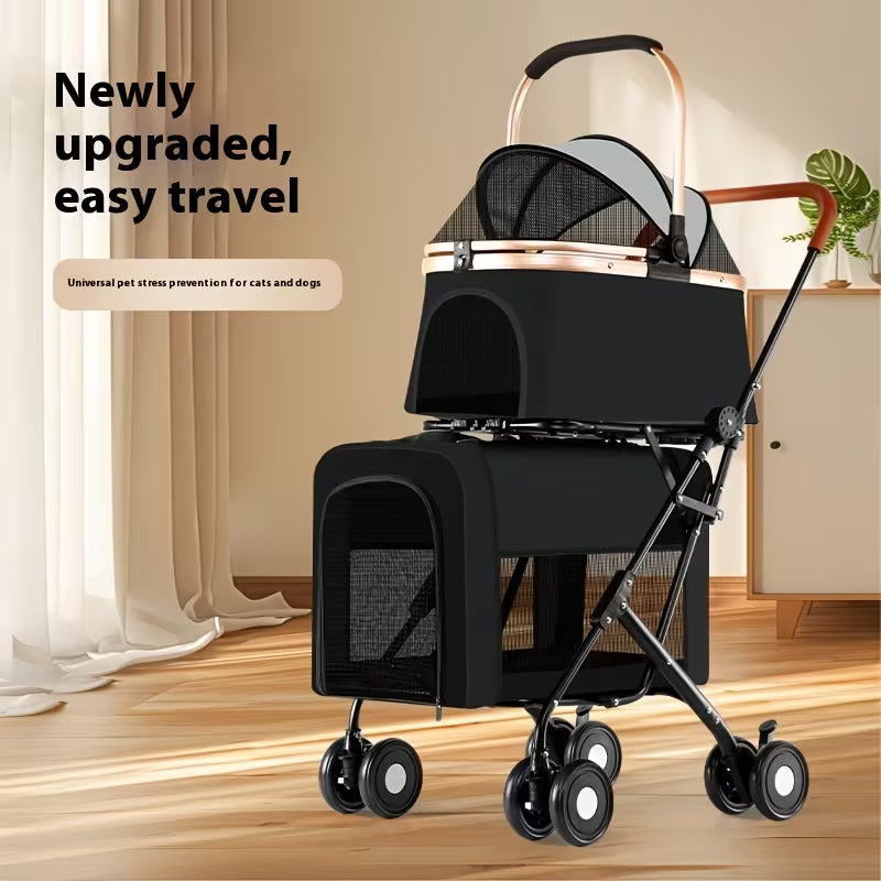 Pet Stroller with Separated Compartments
