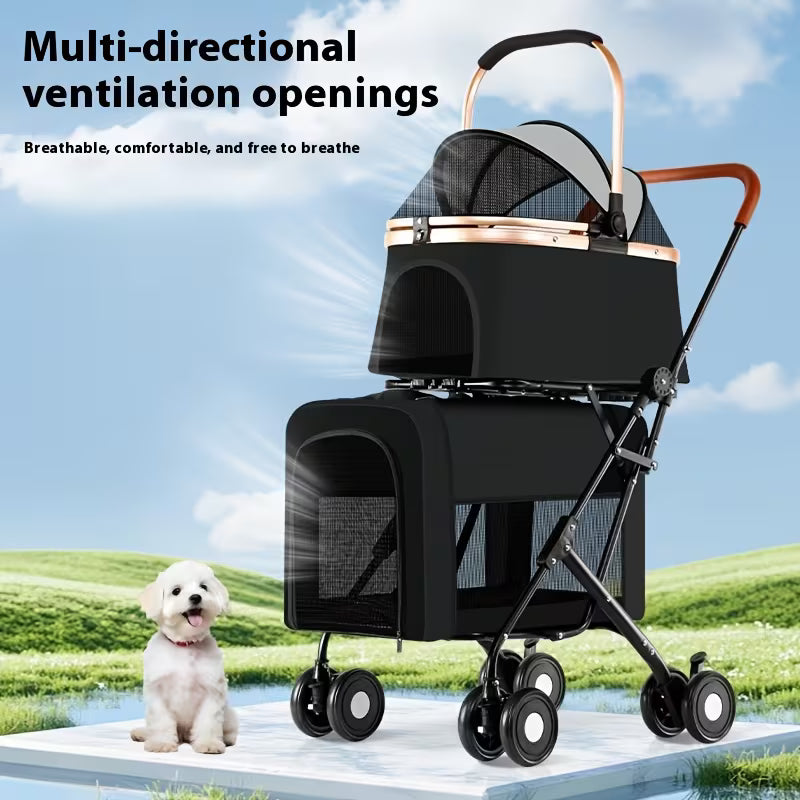 Pet Stroller with Separated Compartments