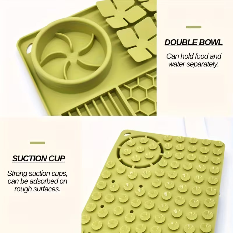Silicone Dog & Cat Lick Mat with Suction Cups – Anti-Slip Slow Feeder & Treat Mat