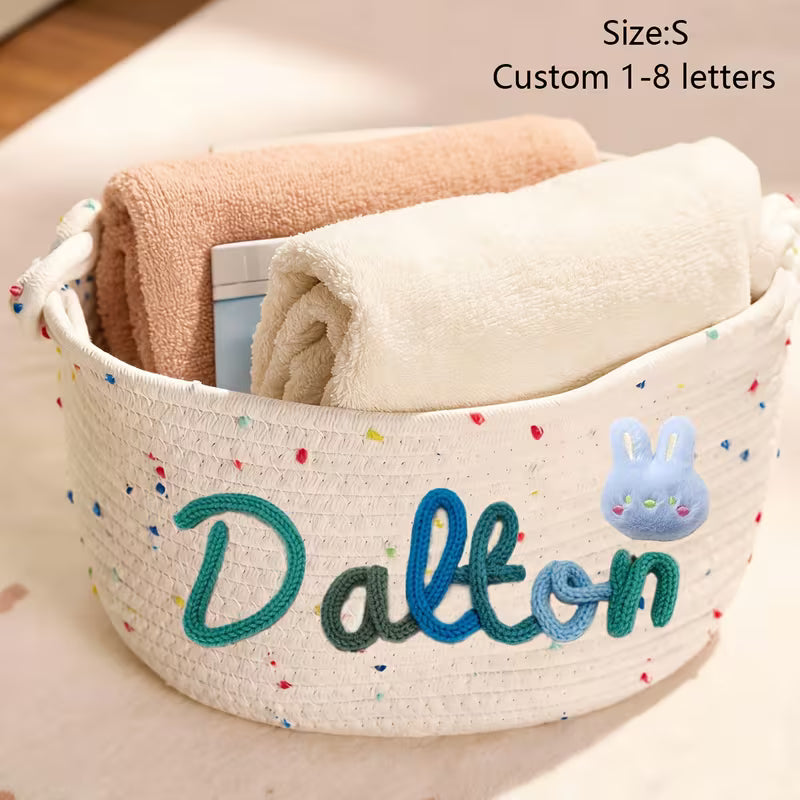 Personalized Name Storage Basket – Colorful Polka Dot