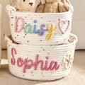 Personalized Name Storage Basket – Colorful Polka Dot