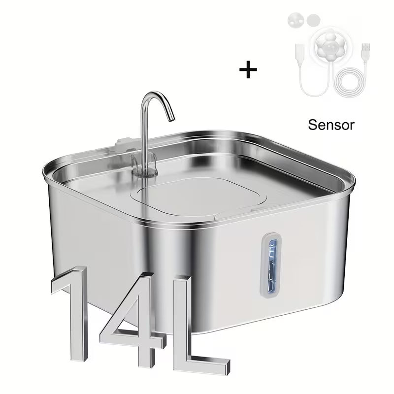 14L Large Dog Water Fountain – Stainless Steel Automatic Pet Water Dispenser