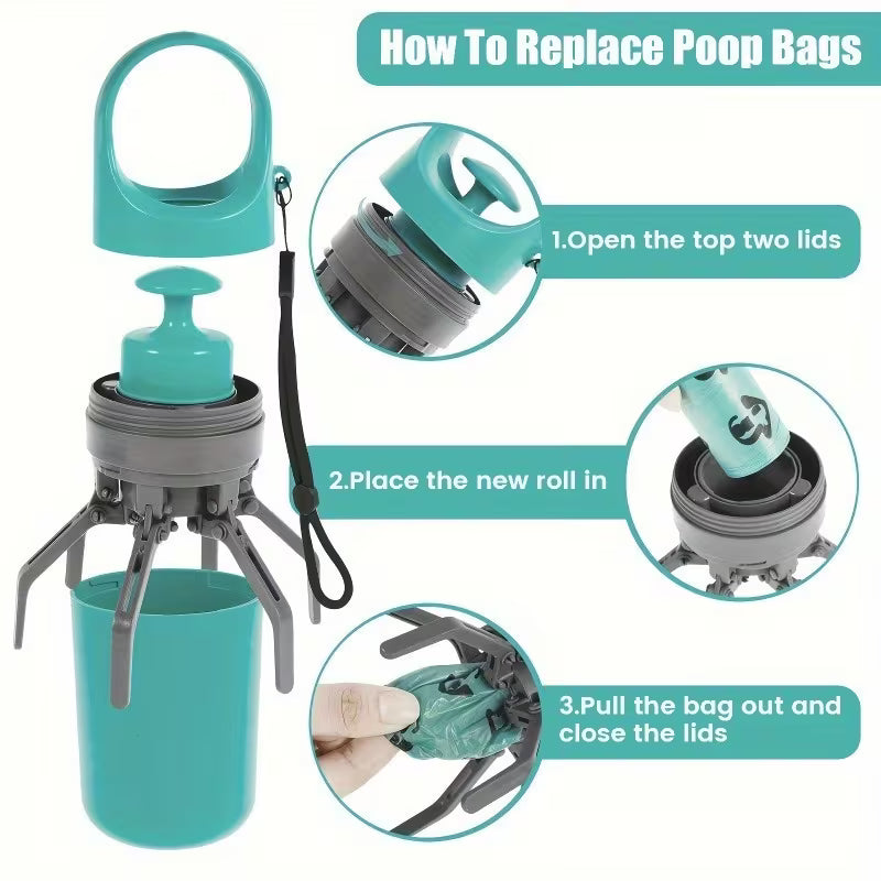 6PCS Dog Poop Scooper Set – Waste Bag Dispenser & 75 Poop Bags