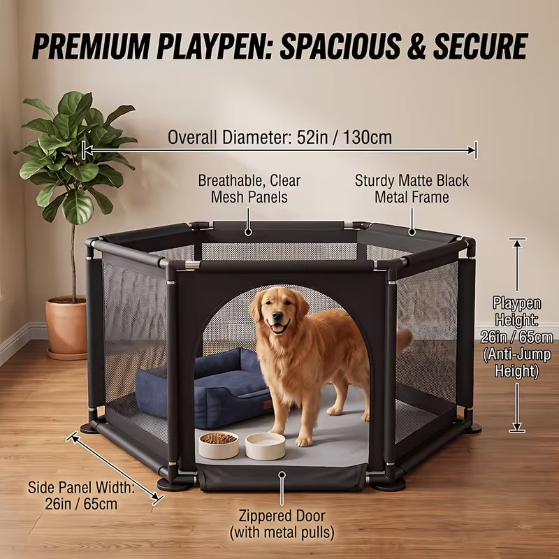 Spacious Fabric Dog Playpen with Door