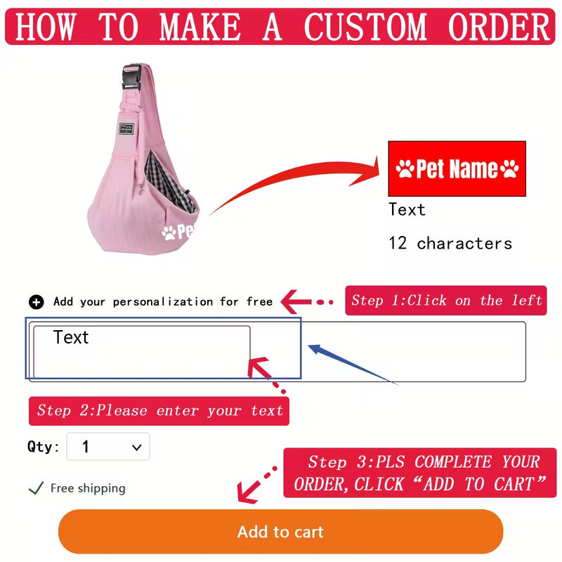 Custom Reversible Small Pet Sling Carrier