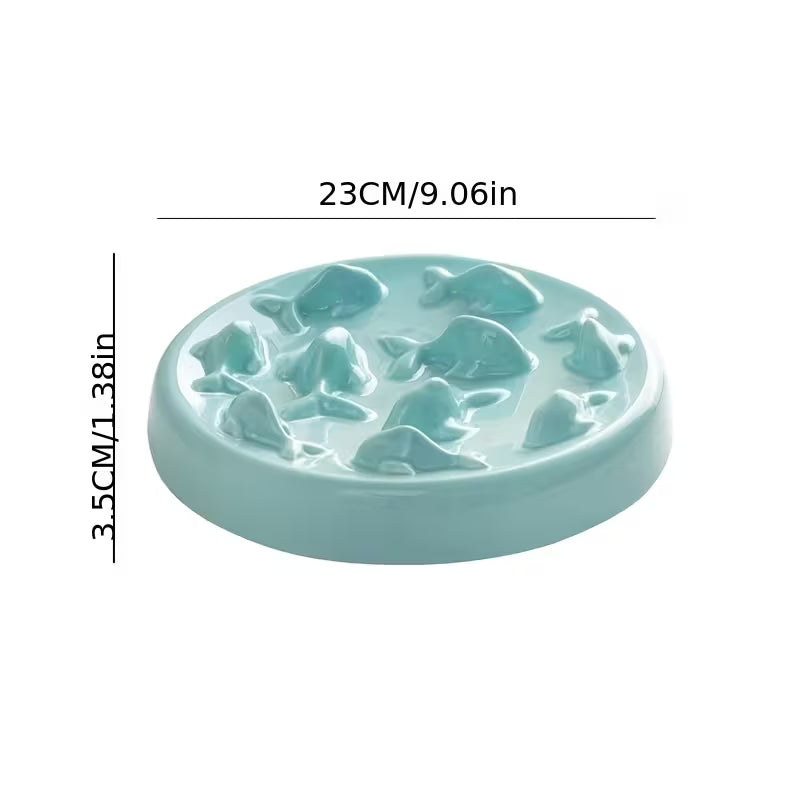 Ceramic Pet Slow Feeder Bowl – Anti-Choke Neck Protection Dog & Cat Food Bowl with Non-Slip Base