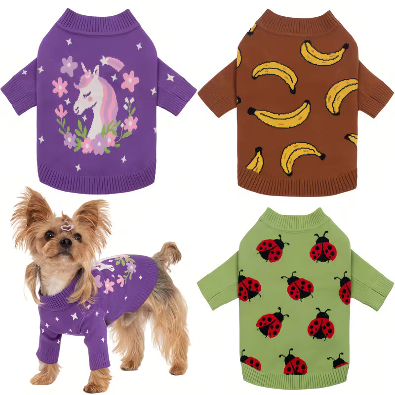 1-Piece Warm Knit Pet Sweater for Dogs & Cats – Cozy Autumn Winter Outfit & Halloween, Christmas & New Year Costume
