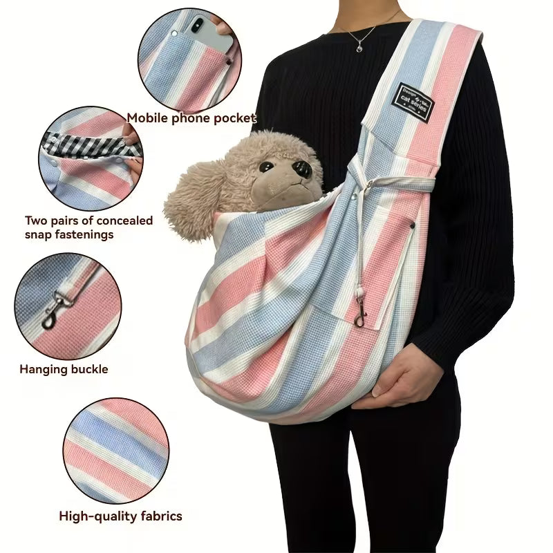 Pet Travel Bag, Suitable for Small and Medium Pets Under 16.5 Pounds with Phone Pocket and Hook,