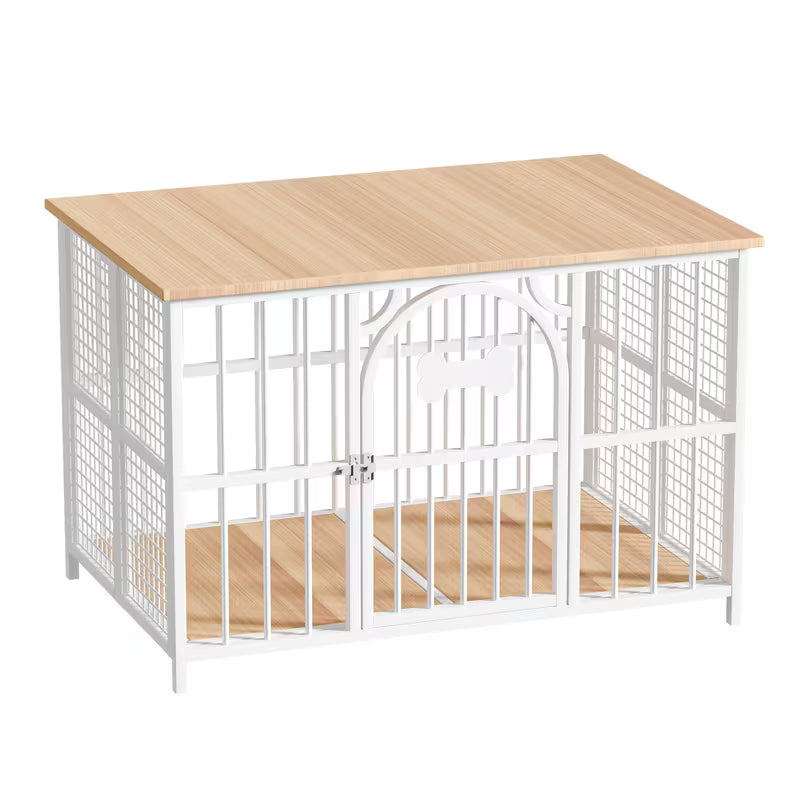 Foldable Wooden Dog Crate Furniture with Storage Top