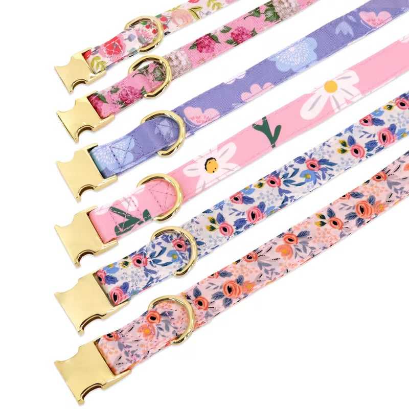 Floral Dog Collar & Leash Set – Soft Nylon