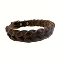 Braided Cowhide Dog Collar with Metal Buckle