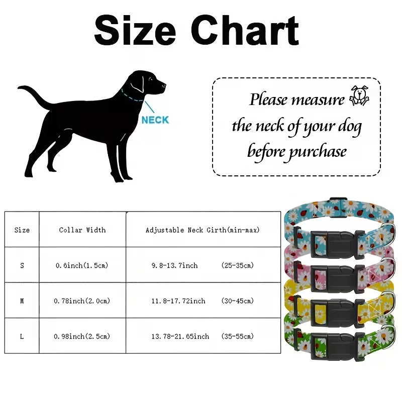 4-Piece Pink Floral Dog Collar Set – Adjustable Small Dog Collars