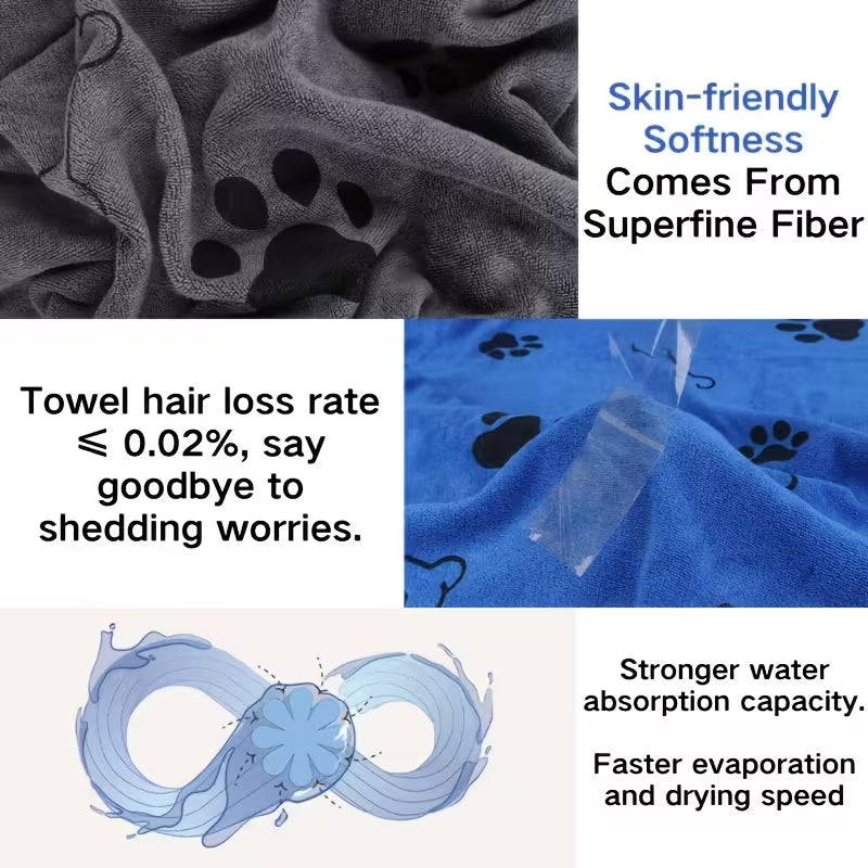 6-Pack Super Absorbent Microfiber Pet Towels – Quick-Dry Dog & Cat Bath Towels