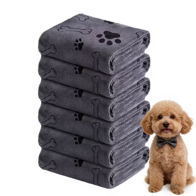 6-Pack Super Absorbent Microfiber Pet Towels – Quick-Dry Dog & Cat Bath Towels