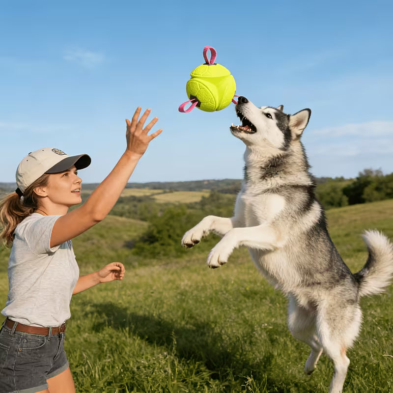 Indestructible ETPU Knotted Dog Ball – Chew & Fetch Toy