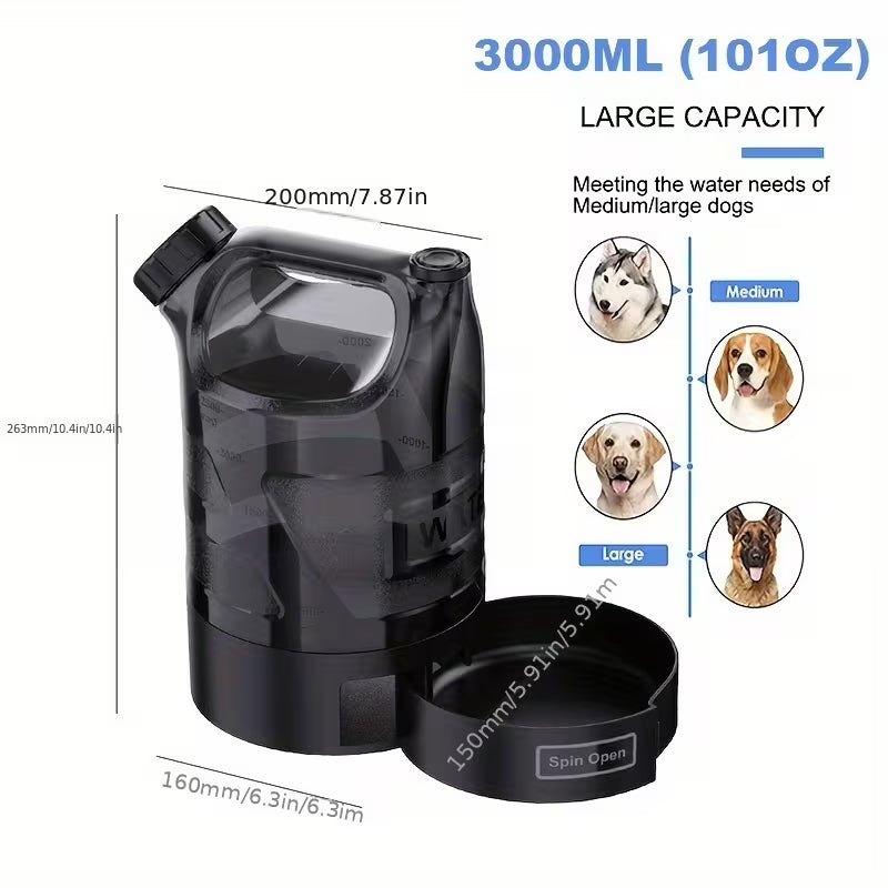 3000ml Dog Water Dispenser – Portable Travel Water Bowl for Dogs