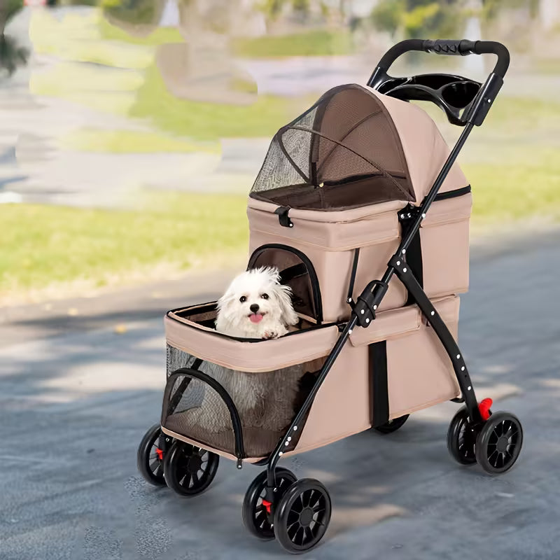 Double-Layer Pet Stroller for Dogs & Cats