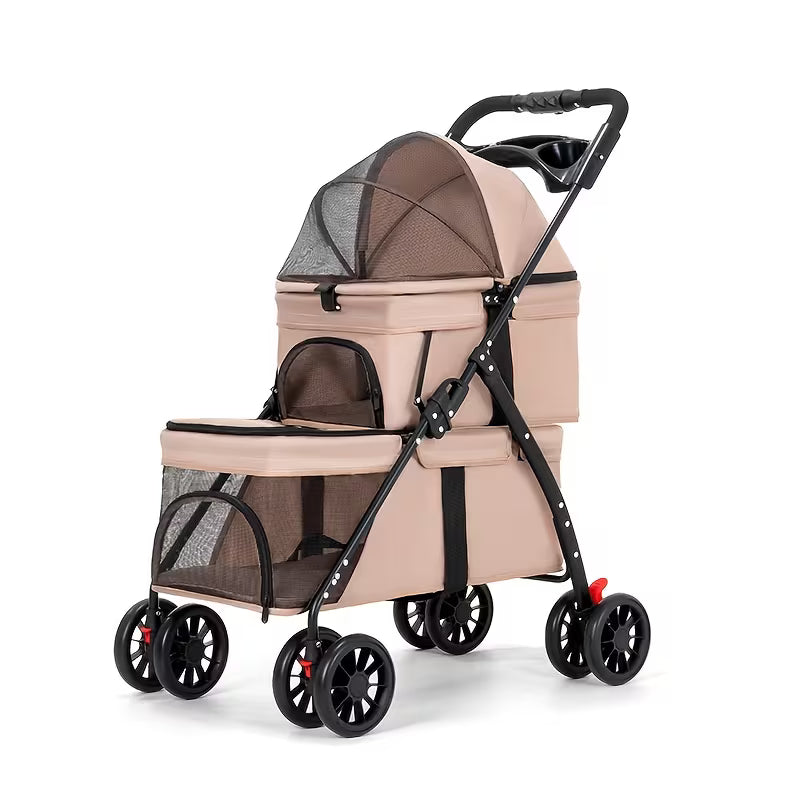 Double-Layer Pet Stroller for Dogs & Cats