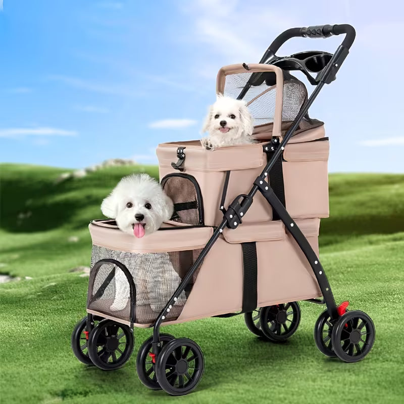 Double-Layer Pet Stroller for Dogs & Cats