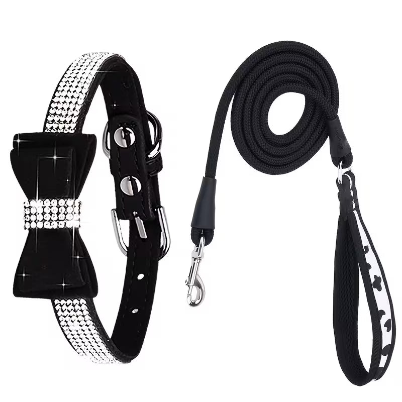 Luxury Rhinestone Dog Collar & Leash Set