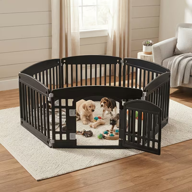4/6/8 Panel Dog Playpen – 24" Plastic Indoor & Outdoor Pet Fence
